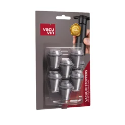 Vacu Vin Wijnstopper Vacuum Wine Stopper - Grijs - 6 Stuks -Keukengerei Verkoop 0886360 Vacuum Wine Stoppers Grey 6 pcs Pack 1