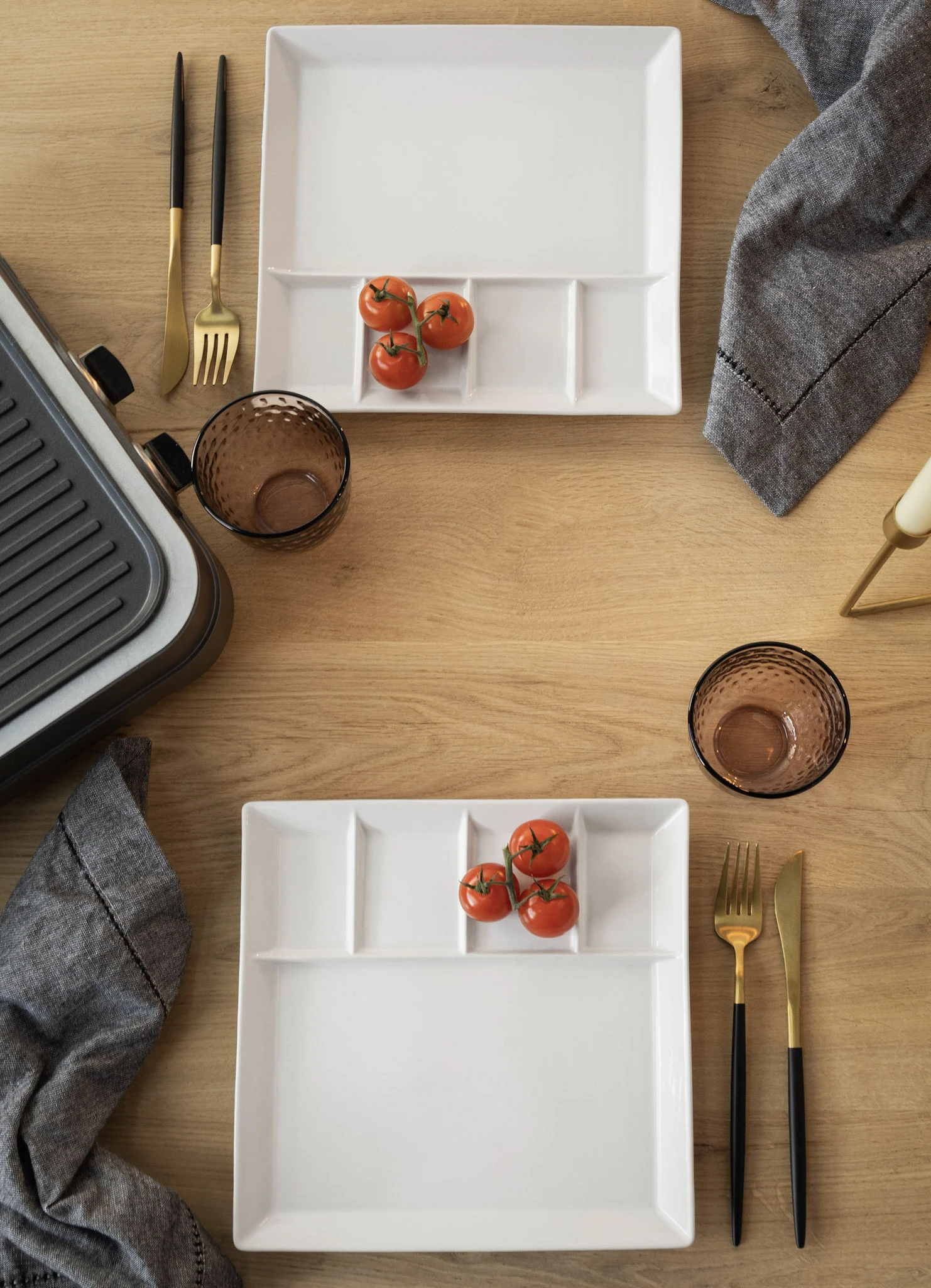 Fonduebord / Gourmetbord - 5 Vakken - Wit - 24 X 24 Cm 4 Fonduebord / Gourmetbord - 5 Vakken - Wit - 24 X 24 Cm - Afbeelding 4