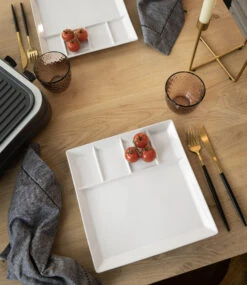 Fonduebord / Gourmetbord - 5 Vakken - Wit - 24 X 24 Cm 6 Fonduebord / Gourmetbord - 5 Vakken - Wit - 24 X 24 Cm -Keukengerei Verkoop 3 gourmet bord 1