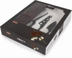 Boska Kaasmessenset Monaco+ Zwart - Met Lederen Hoes -Keukengerei Verkoop 307089 Cheese Set Monaco Black verpakking