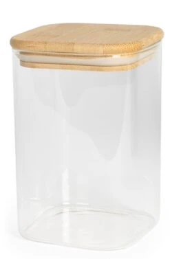 Sareva Voorraadpot - Glas / Bamboe - 1.1 Liter -Keukengerei Verkoop 5 Sareva bakje hout Middel 01