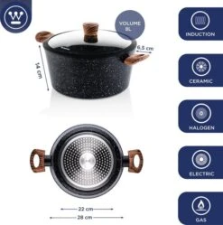Westinghouse Pannenset Marble Wood (Wokpan ø 30 Cm + Braadpan + Hapjespan ø 28 Cm) - Inductie En Alle Andere Warmtebronnen 12 Westinghouse Pannenset Marble Wood (Wokpan ø 30 Cm + Braadpan + Hapjespan ø 28 Cm) - Inductie En Alle Andere Warmtebronnen -Keukengerei Verkoop 550x554