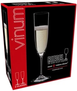Riedel Champagne Glazen / Flutes Vinum - 2 Stuks -Keukengerei Verkoop 641600008 packaging s9H171Kq