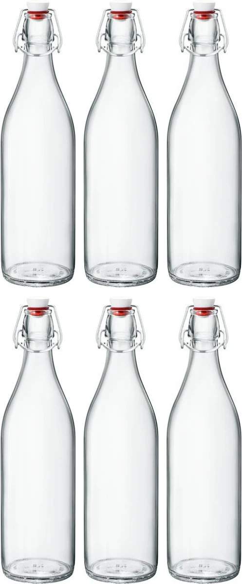 Bormioli Rocco Beugelflessen / Weckflessen Giara - Transparant - 1 Liter - 6 Stuks 1 Bormioli Rocco Beugelflessen / Weckflessen Giara - Transparant - 1 Liter - 6 Stuks