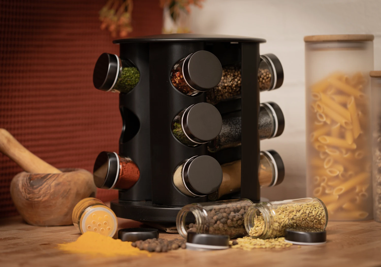 Blackwell Kruidenrek / Kruidencarrousel - Inclusief 12 Kruidenpotjes - Zwart 2 Blackwell Kruidenrek / Kruidencarrousel - Inclusief 12 Kruidenpotjes - Zwart - Afbeelding 2