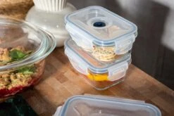 Sareva Vacuum Ovenschalen / Vershoudbakjes - Hittebestendid Glas - 3 Delige Set / 485 Ml + 970 Ml -Keukengerei Verkoop Crumble in ovenschaal en vershoudbakjes 4 1