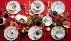 Studio Tavola Kerstservies - Porselein - Rood - 18-delig / 6 Personen -Keukengerei Verkoop HIT Kerstservies sfeer rood 7