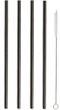 Sareva Herbruikbare Rietjes - Met Borstel - Zwart - 4 Stuks -Keukengerei Verkoop Sareva Rietjes Rech zwart