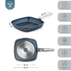 Westinghouse Grillpan Performance - Bravery Blue - 28 X 28 Cm - Standaard Anti-aanbaklaag -Keukengerei Verkoop WCFP0095G28BL 3