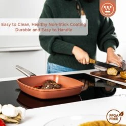 Westinghouse Grillpan Performance - Rebel Red - 28 X 28 Cm - Standaard Anti-aanbaklaag -Keukengerei Verkoop WCFP0095G28OR 4