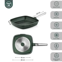 Westinghouse Grillpan Performance - Gracious Green - 28 X 28 Cm - Standaard Anti-aanbaklaag -Keukengerei Verkoop WCFP0095G28SG 3