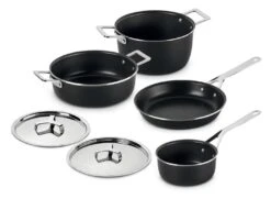 Alessi Pannenset Pots&Pans - AJM100S6 A - Zwart - 4 Delige Set - Door Jasper Morrison -Keukengerei Verkoop alessi pannenset pots pans zwart