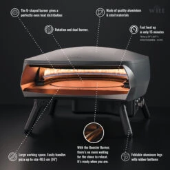 Witt Pizza Oven Etna Rotante - Op Gas Voor Buiten - Mat Grafiet - Voor ø 40 Cm Pizza's - Roterende Pizzasteen -Keukengerei Verkoop wp etna rotante ecom graphite 005